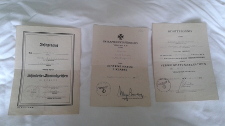 2nd War Document Grouping of 3 to a Gefreiter