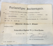 Imperial German Iron Cross Document