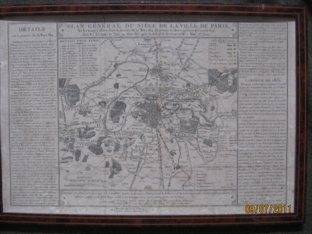 Early 19th Century Map of The Siege of Paris