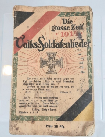 Imperial German First War Patriotic Song Book
